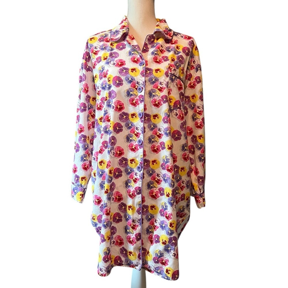 Frankie and Johnny Floral Print Women's Pajama Night Shirt Size S/M
